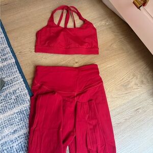 Lululemon Athletica Cherry Red Sports Bra and Leggings